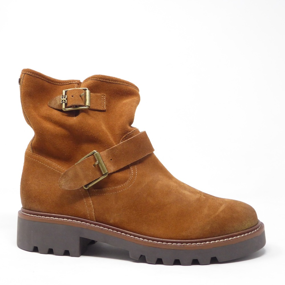 NEW Sam Edelman Womens Garret Moto Boots Brown Suede Buckle Size 8.5 - Picture 2 of 10